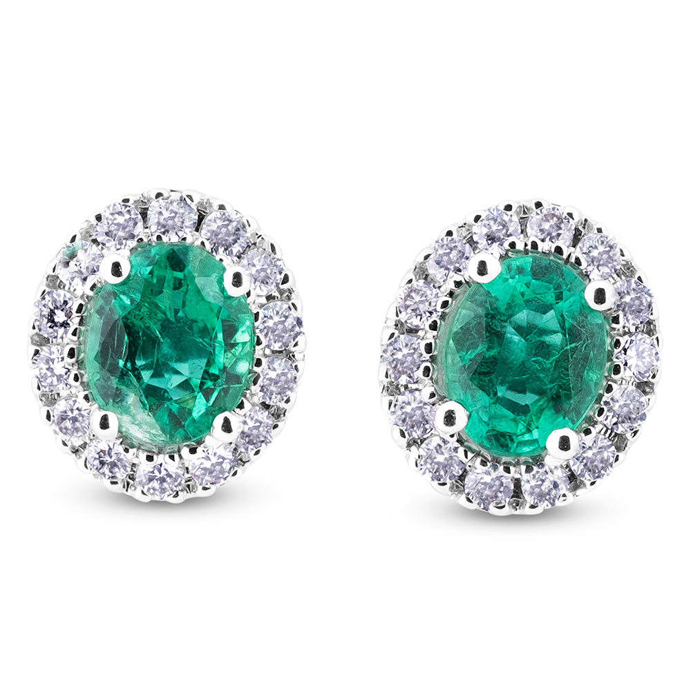 Pendientes-oro-blanco-esmeraldas-orla-diamantes - Ref J4837TB