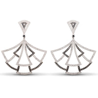 Pendientes-oro-blanco-abanico-diamantes-blancos-negros - Ref J4861PB