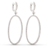 Pendientes GeometriCh grandes de oro blanco con círculo de diamantes