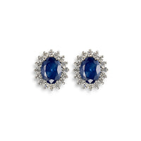 Pendientes-oro-blanco-zafiro-oval-orla-diamantes - Ref J6063PB
