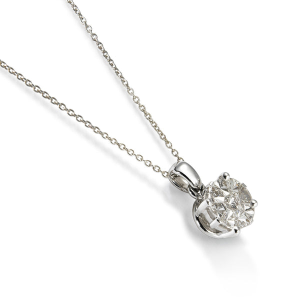 Colgante Bouquet  de oro blanco con diamantes y engaste invisible en 8 garras