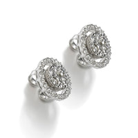 Pendientes de oro blanco con diamantes y orla de diamantes