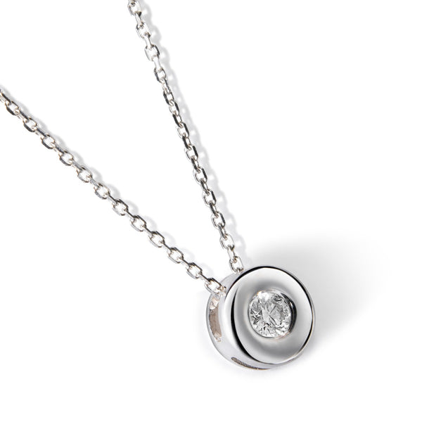 Colgante de oro blanco con diamante en chatón de 0.09 quilates