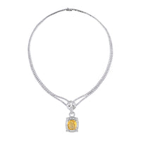 Collar "Colección Privada" de oro blanco con diamantes y zafiro amarillo natural