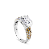 sortija oro blanco con diamante central y diamantes amarillos laterales_Chocron joyeros_J4379SB
