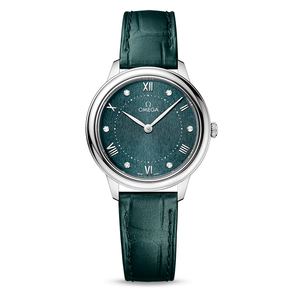 reloj_OMEGA_DeVille_Prestige_30mm_Acero_piel_esfera_verde_brillantes_chocron_joyeros_distribuidor_oficial