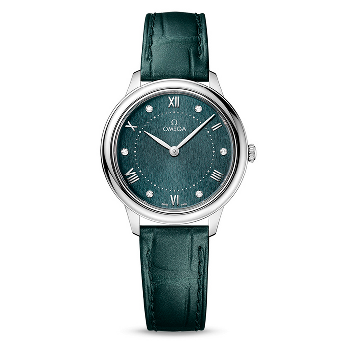 reloj_OMEGA_DeVille_Prestige_30mm_Acero_piel_esfera_verde_brillantes_chocron_joyeros_distribuidor_oficial