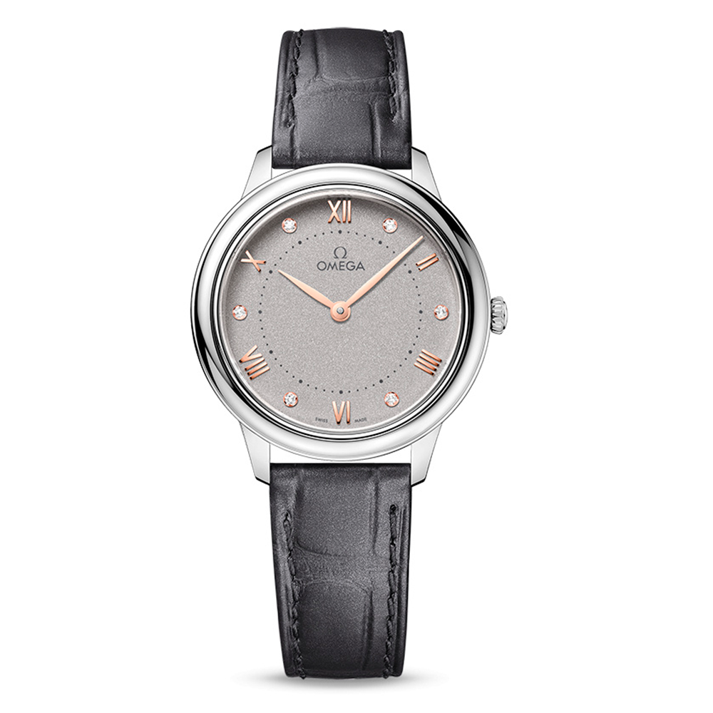 reloj_OMEGA_DeVille_Prestige_30mm_Acero_piel_esfera_plata_brillantes_chocron_joyeros_distribuidor_oficial