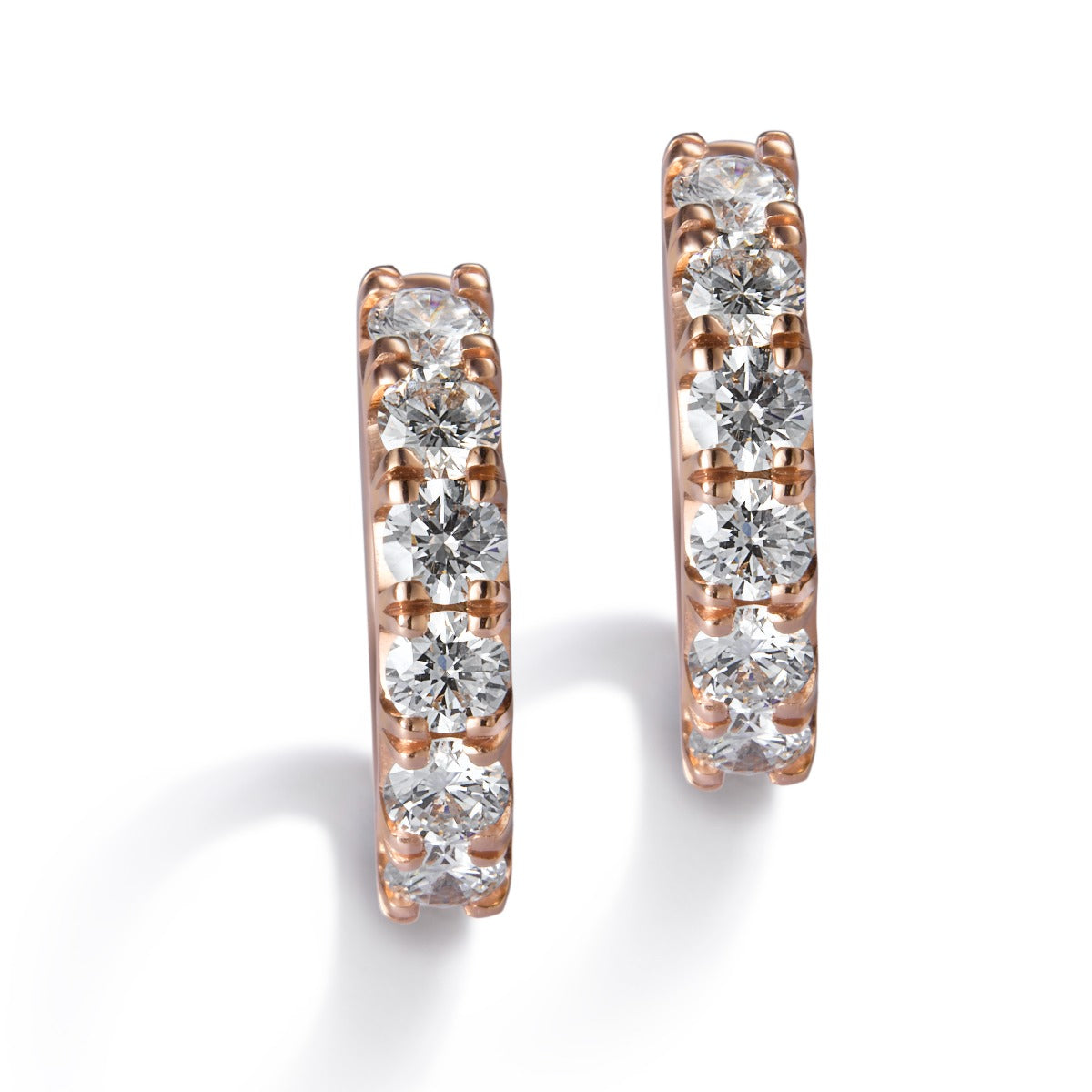 Pendientes-aros-pequeños-oro-rosa-diamantes - Ref J5053PB_Chocrón Joyeros