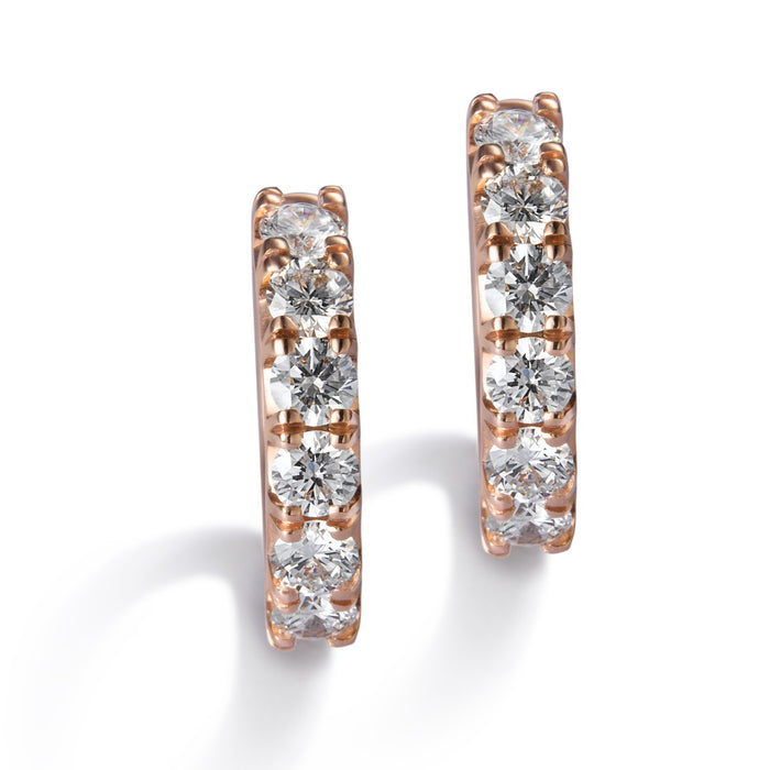 Pendientes-aros-pequeños-oro-rosa-diamantes - Ref J5053PB_Chocrón Joyeros