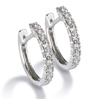 Pendientes de aro pequeños de oro blanco con diamantes 0.40 quilates