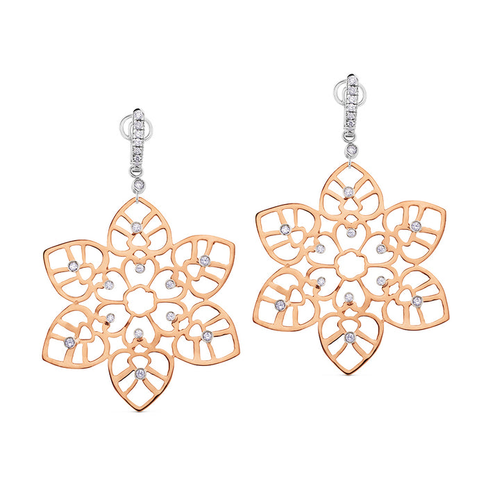Pendientes-estrella-oro-rosa-blanco-diamantes - Ref J4185PB