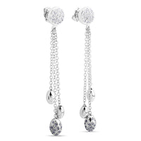 Pendientes largos de oro blanco y diamantes con cadenas en cascada