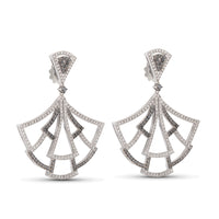 Pendientes-oro-blanco-abanico-diamantes-blancos-negros - Ref J4861PB