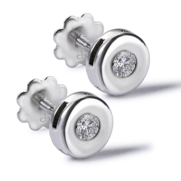 Pendientes de oro blanco con diamantes en chatón 0.14 quilates