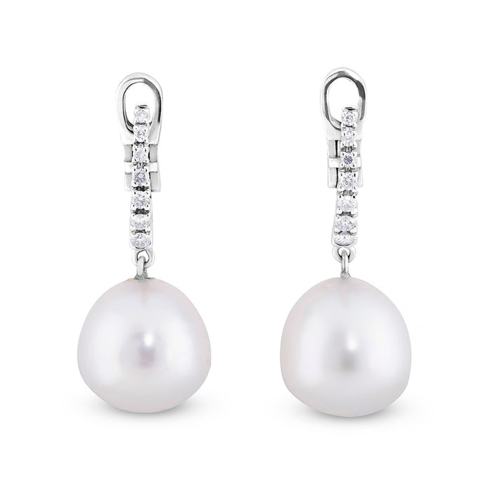 Pendientes-novia-oro-blanco-perlas-australianas-diamantes - Ref J4792PB