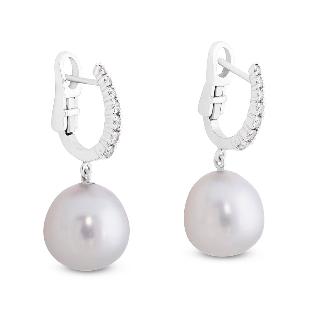 Pendientes de oro blanco con perlas australianas y diamantes