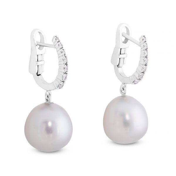 Pendientes de oro blanco con perlas australianas y diamantes