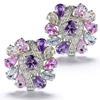 Pendientes-oro-blanco-zafiros-multicolor-diamantes - Ref J1728PBZ_Chocrón Joyeros