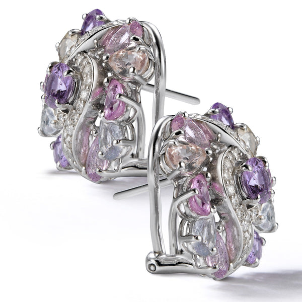 Pendientes-oro-blanco-zafiros-multicolor-diamantes - Ref J1728PBZ_Chocrón Joyeros