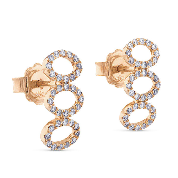 Pendientes GeometriCh de oro rosa con 3 ovales verticales de diamantes