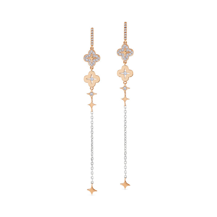 Pendientes-extralargos-oro-rosa-diamantes-cadena - Ref J4602PB