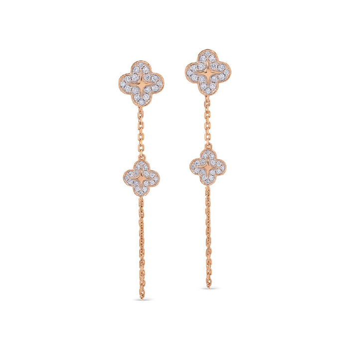 Pendientes-pensamiento-oro-rosa-cadenas- Ref J4601PB