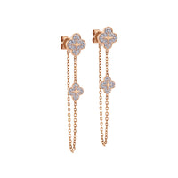 Pendientes largos con cadena "Pensamiento" de oro rosa con diamantes