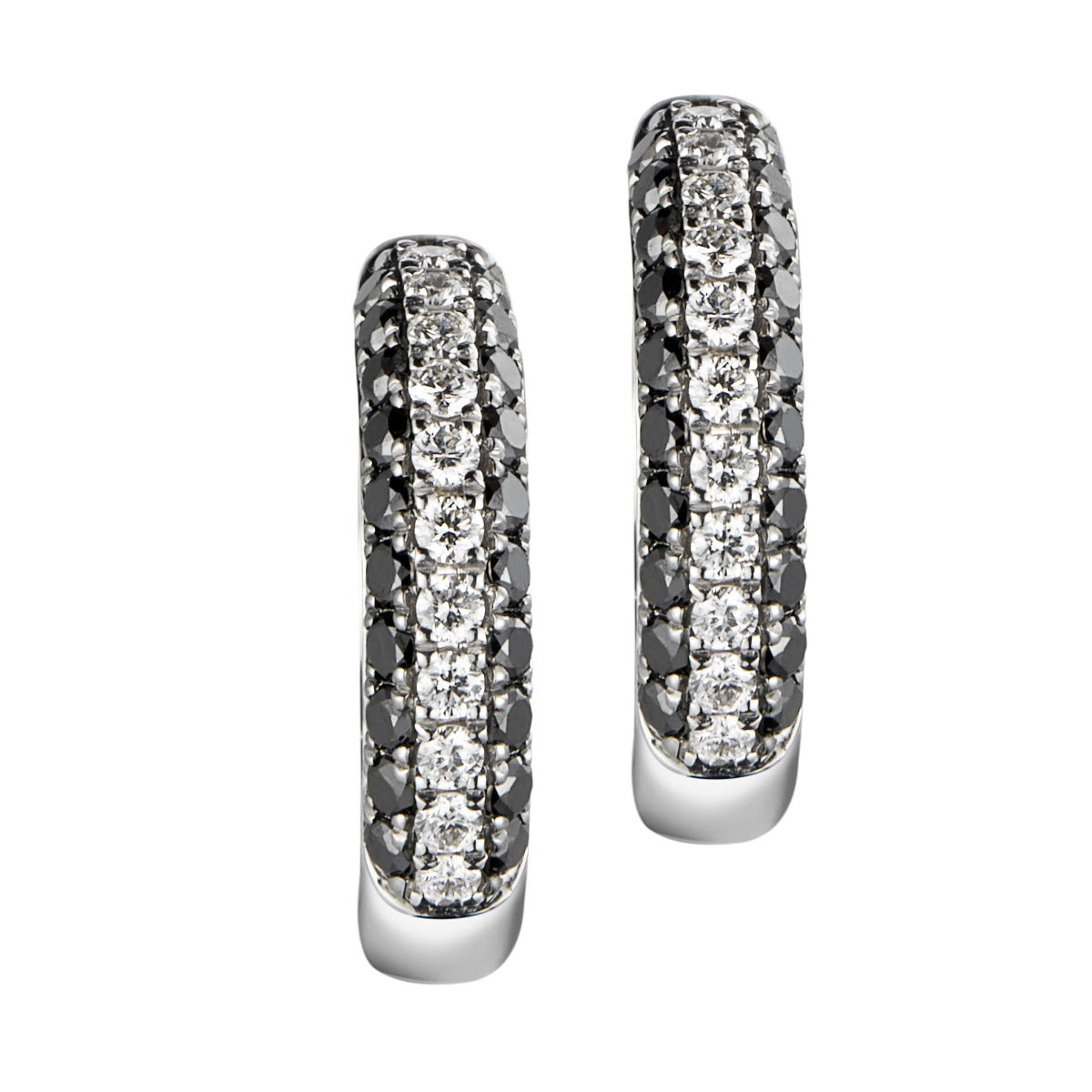 Pendientes-aro-oro-blanco-diamantes-blancos-negros - Ref J5439PB_Chocrón Joyeros
