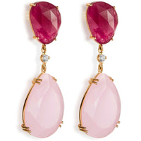 pendientes-lollipop-oro-rosa-cuarzo-rosa-cereza-diamante - Ref J5453pb Chocrón Joyeros