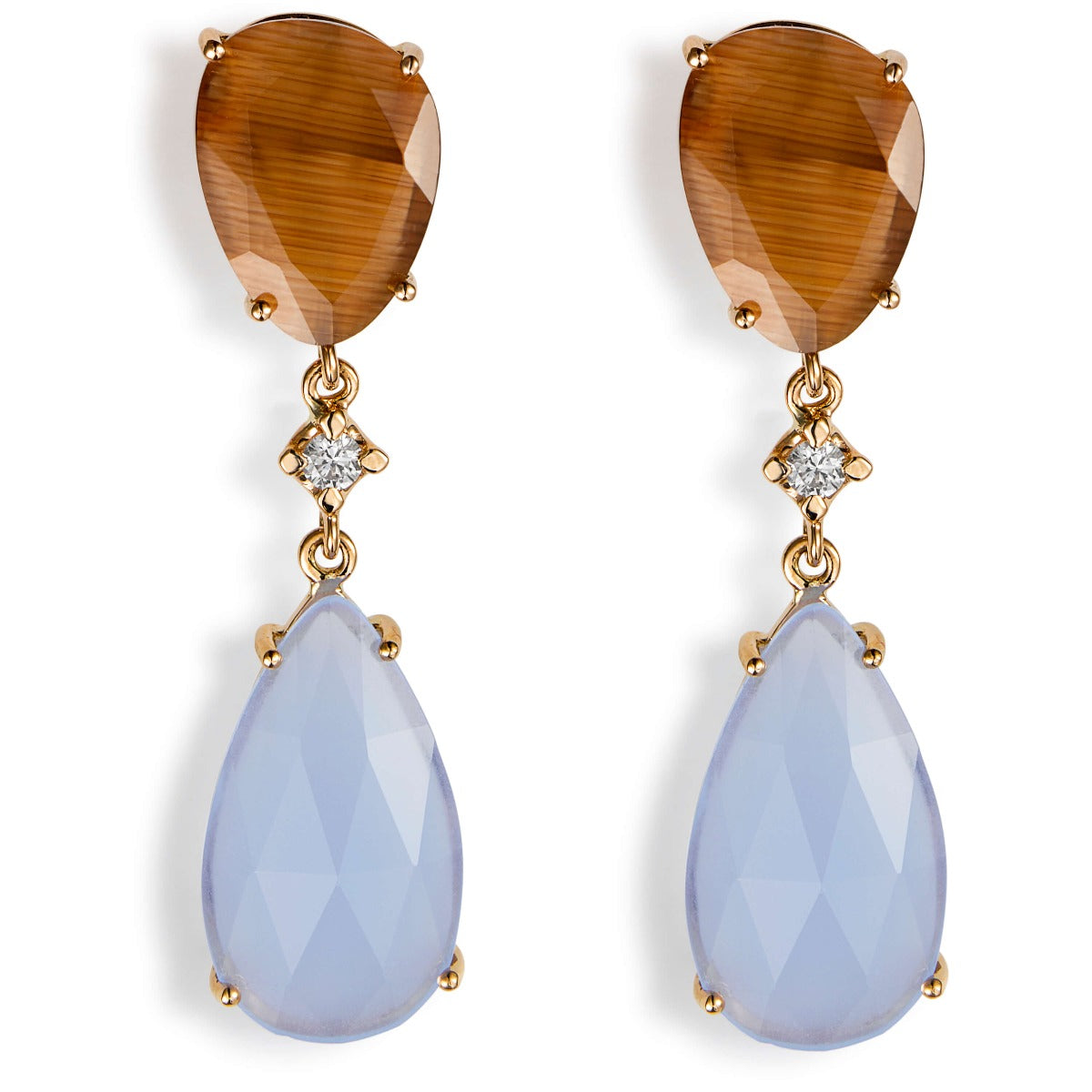pendientes-lollipop-oro-rosa-cuarzo-marron-celeste-diamante - Ref J5454pb Chocrón Joyeros