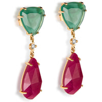 pendientes-lollipop-oro-rosa-cuarzo-verde-cereza-diamante - Ref J5456pb Chocrón Joyeros