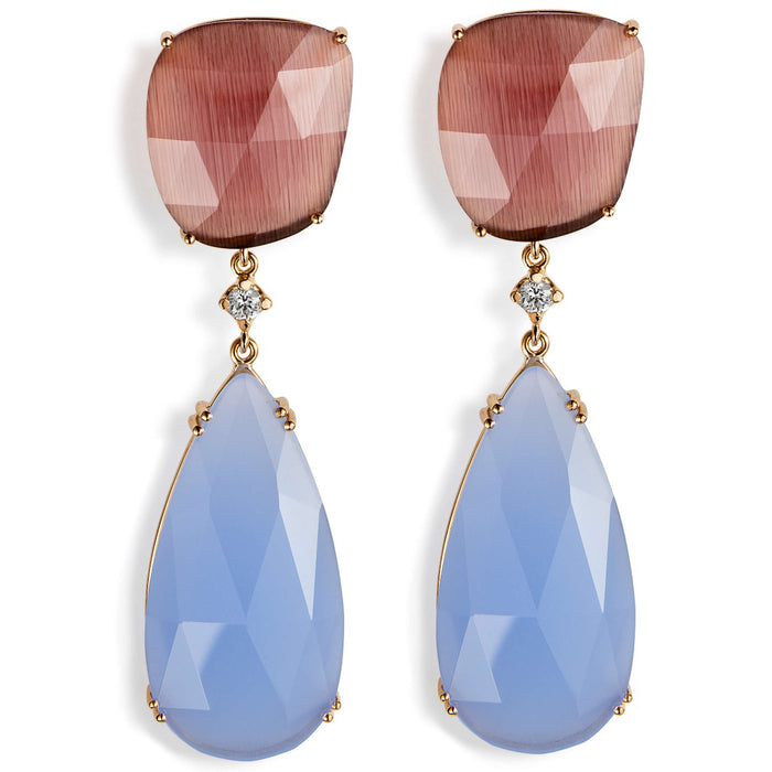 pendientes-lollipop-oro-rosa-cuarzo-violeta-celeste-diamante - Ref J5355pb Chocrón Joyeros