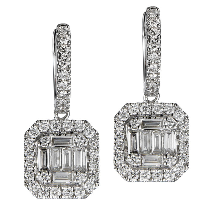 Pendientes-oro-blanco-aro-diamantes-brillantes-baguettes - Ref J5448PB_Chocrón Joyeros