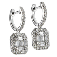 Pendientes-oro-blanco-aro-diamantes-brillantes-baguettes - Ref J5448PB_Chocrón Joyeros