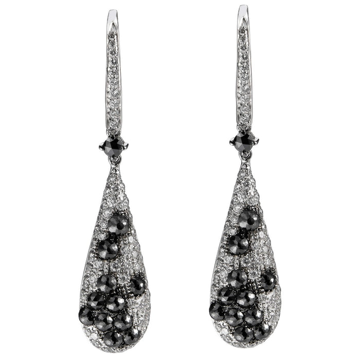 Pendientes-oro-blanco-diamantes-blancos-negros - Ref J5506PB