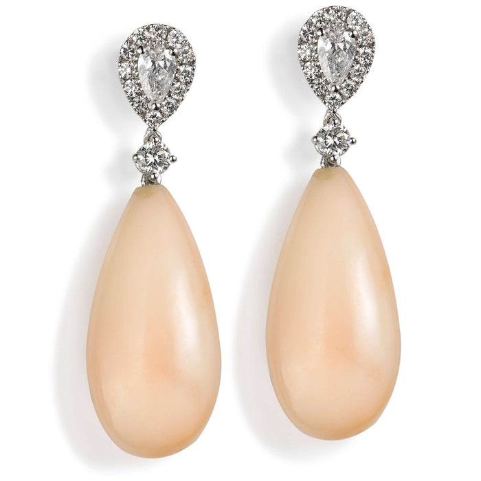 Pendientes-oro-blanco-diamantes-coral-talla-oval - Ref J5507PB