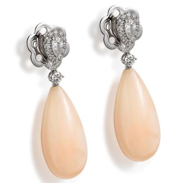 Pendientes-oro-blanco-diamantes-coral-talla-oval - Ref J5507PB