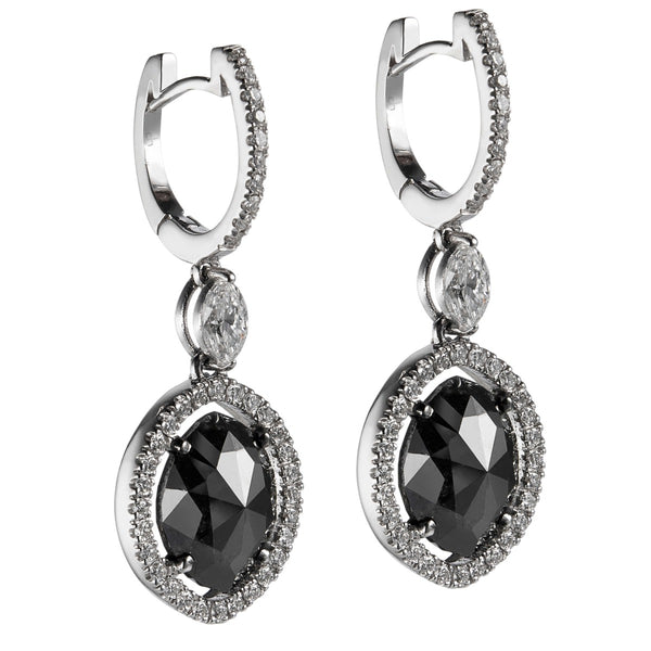 Pendientes-oro-blanco-diamantes-diamante-negro-marquise - Ref J5508PB