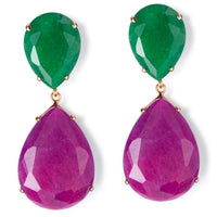 Pendientes-oro-rosa-cuarzo-verde-morado-ref J4307PO