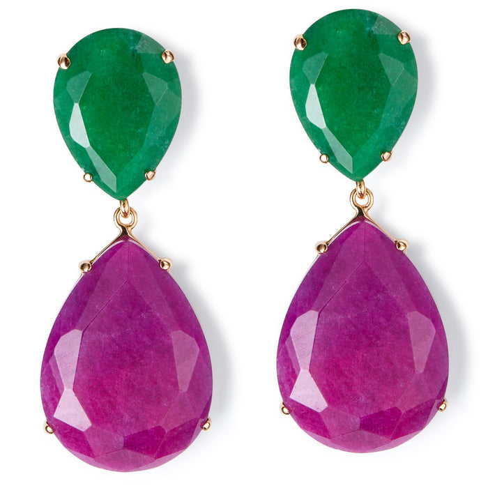 Pendientes-oro-rosa-cuarzo-verde-morado-ref J4307PO
