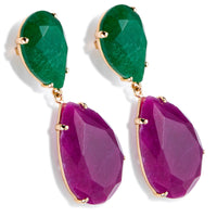 Pendientes-oro-rosa-cuarzo-verde-morado-ref J4307PO