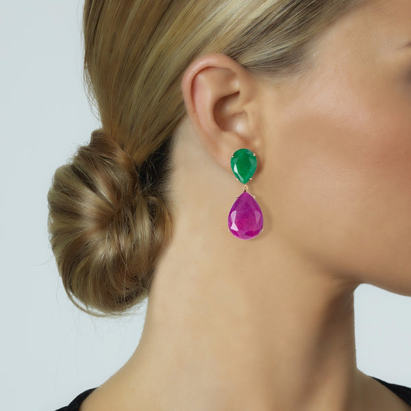 Pendientes-oro-rosa-cuarzo-verde-morado-ref J4307PO