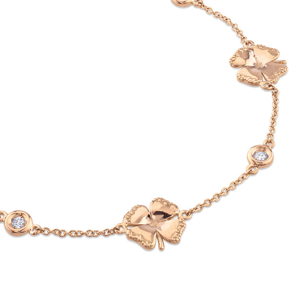 Pulsera articulada cLOVEr de oro rosa con diamantes