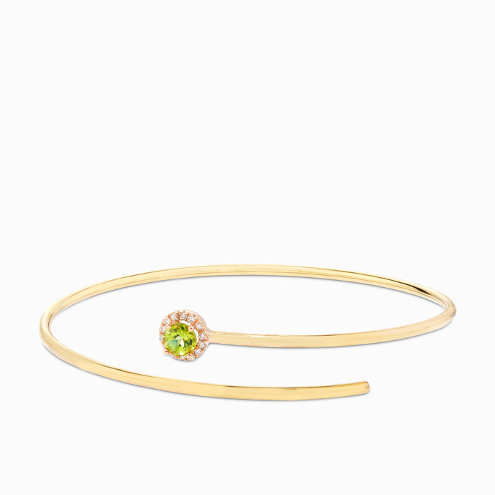pulsera-muelle-oro-amarillo-diamantes-peridoto - Ref J4883PLB