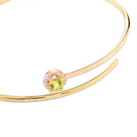Pulsera de muelle 1 vuelta de oro amarillo con diamantes y peridoto