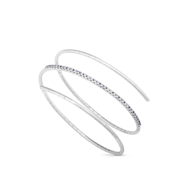 Pulsera de muelle 3 vueltas de oro blanco con diamantes