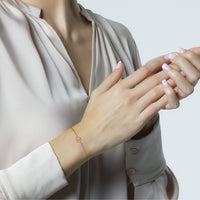 Pulsera de oro rosa con rodonita y orla de diamantes