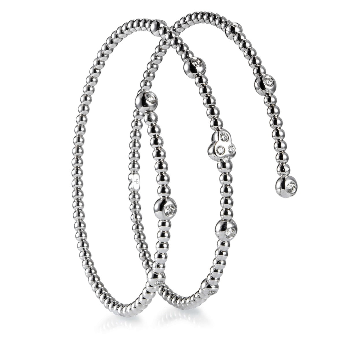Pulsera-bubbles-muelle-3-vueltas-oro-blanco-diamantes-chaton- Ref J5154PLB_Chocrón Joyeros