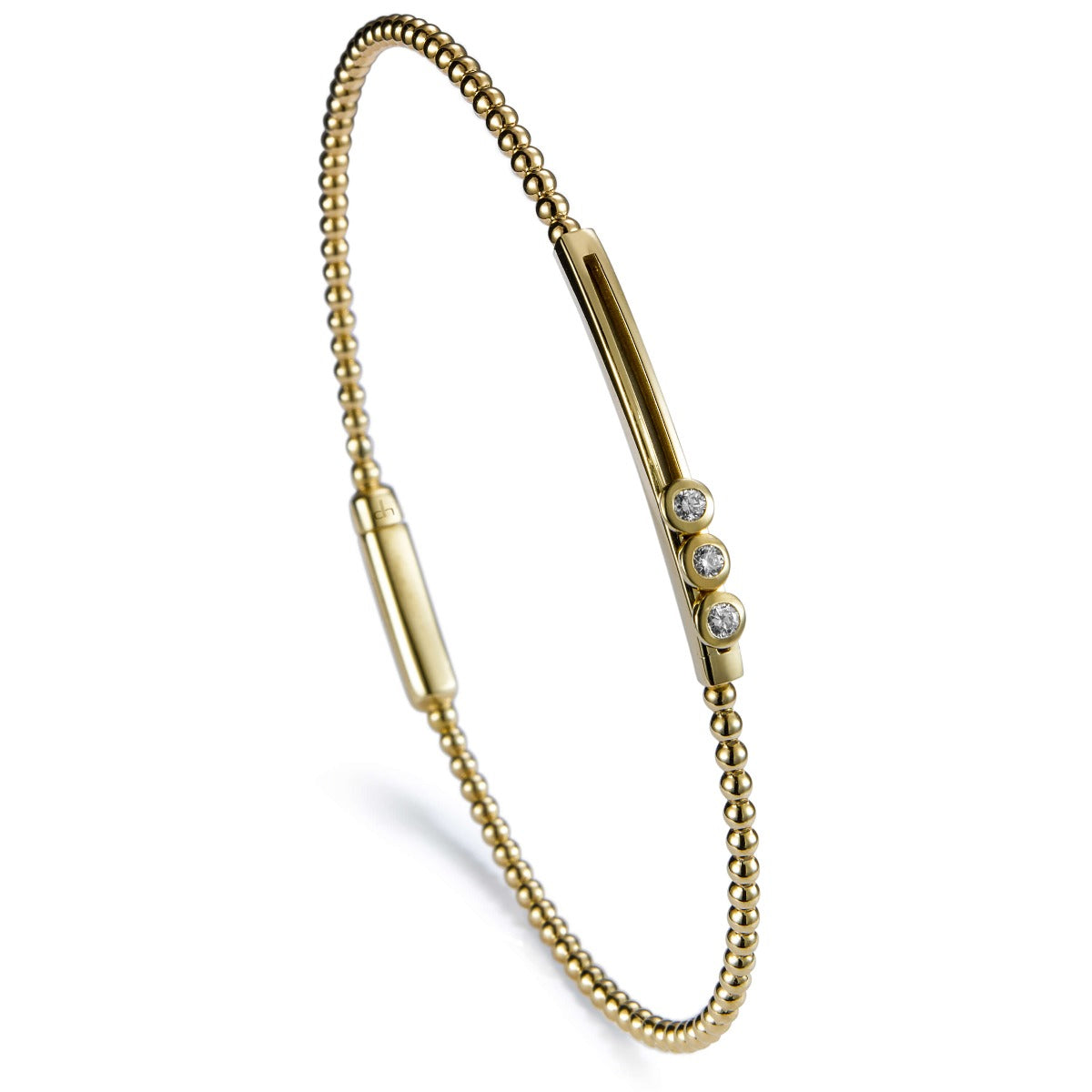 Pulsera Bubbles oro amarillo con 3 diamantes en chatón móviles- Ref J5304PB_Chocrón Joyeros